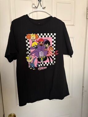 Women Black Cartoon Graphic T-Shirt - Powerpuff Style